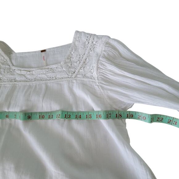 Free People Small Artsy Boho Gauze Tassels Ties Bohemian Top Blouse Cottagecore - Picture 8 of 11